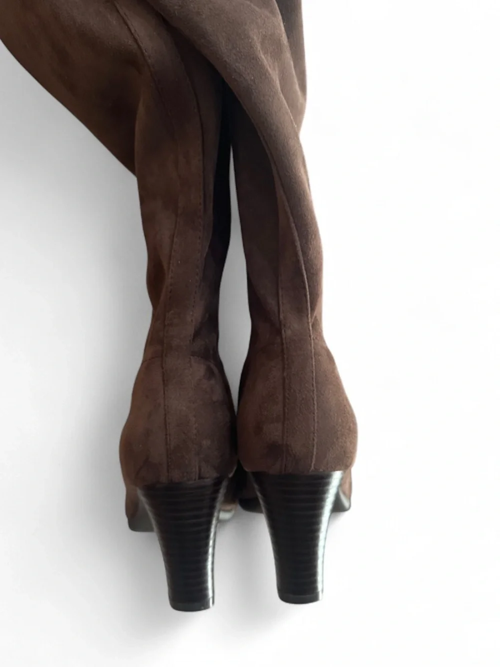 Faux Brown Suede Knee-High Block Heel Boots Size Size US 12 Women’s (Wide) [NWT]